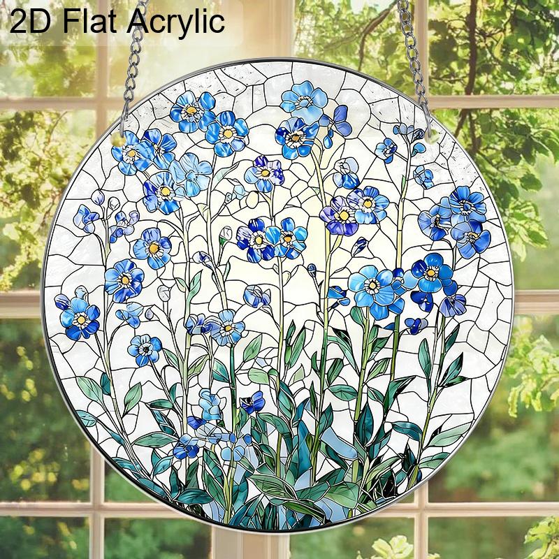 Acrylic Forget-Me-Not Flower Suncatcher Stained Glass Effect Window Hanging Ornament Flower Lover Gifts