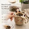 Artistic Tea Infuser for Home Bathing Girl Loose Leaf Tea, Fine Mesh Strainer, Creative Resin Residue Free Strainer Sitting Figure Filter Cups