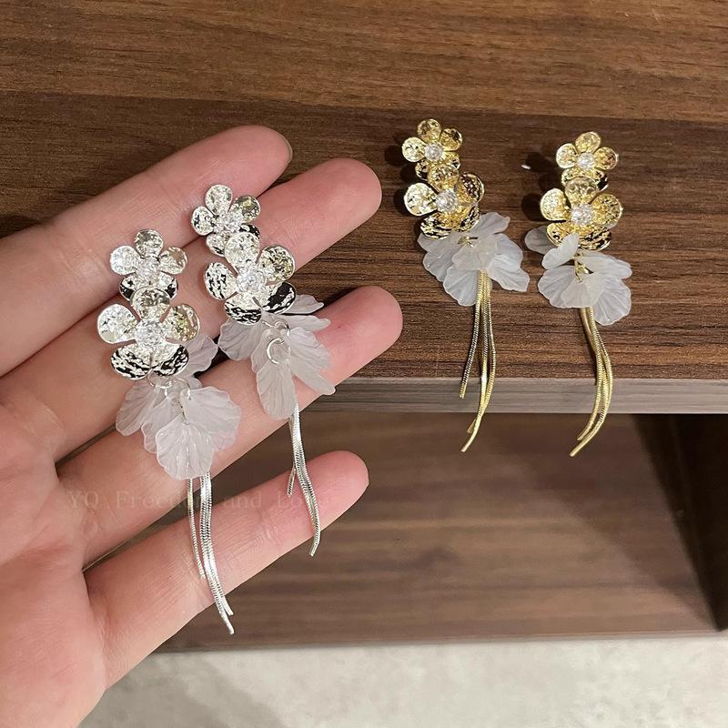 French Style Tassel Flower Earrings For Women Elegant Exaggerated Ribbon Drop Dangle Earrings Fashion Party Ear Jewelry Gifts