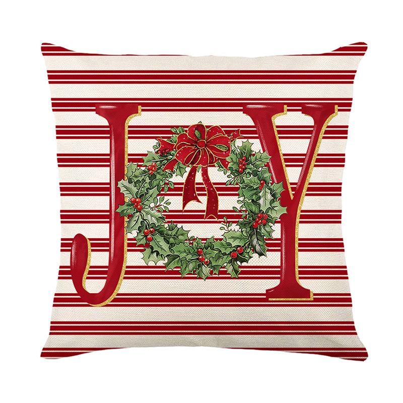 1pc Red Striped Cushion Cover Christmas Tree Bow Durable Cover 2025 New for Home Ornament Xmas New Year Christmas Decoration