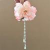 Small Fresh Fabric Double-sided Flower Pearl Fringed Hairpin Sweet Niche Hairpin Shark Clip Hanfu Photo Hair Accessories