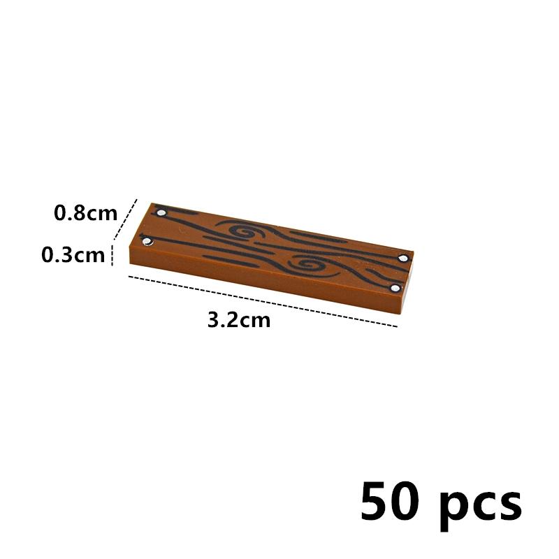 City Bricks Wood Grain Printed Pattern Smooth Building Blocks Parts Tiles Flat 1x4 1x6 DIY House Accessories Compatible 2431 Toy