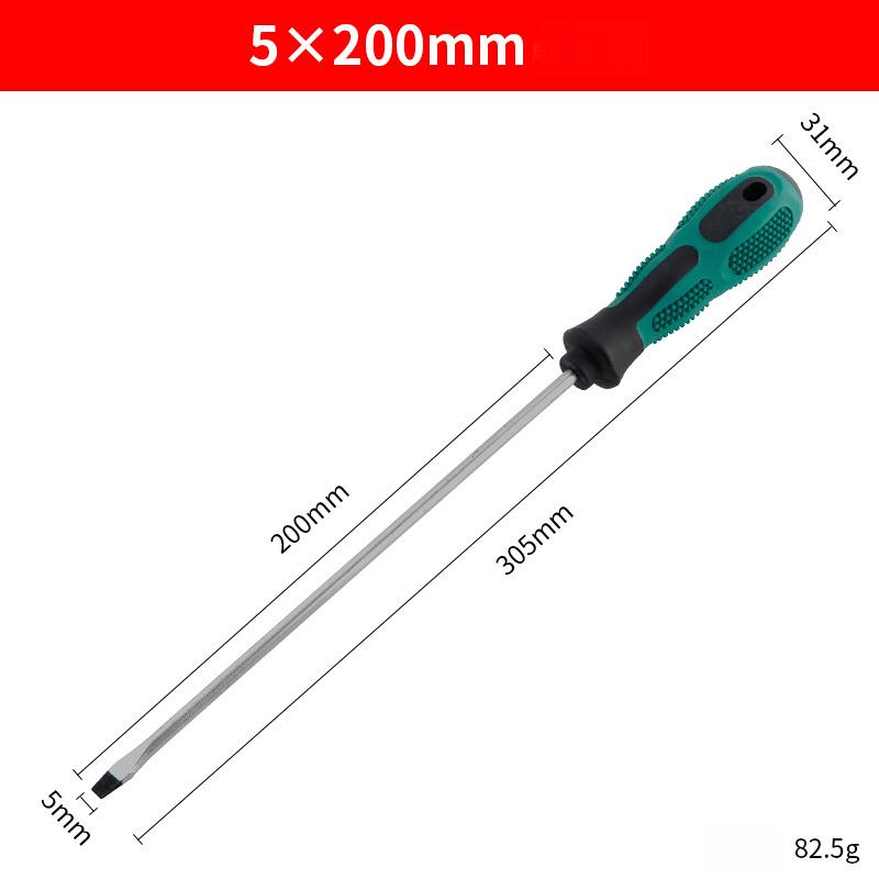 2 stk/sett Skrutrekker med gummihåndtak - Totallengde 420 mm/Stanglengde 300 mm*Stangtykkelse 5 mm Kromvanadiumstål - Magnetisk spiss, Ekstra lang - Håndverktøy