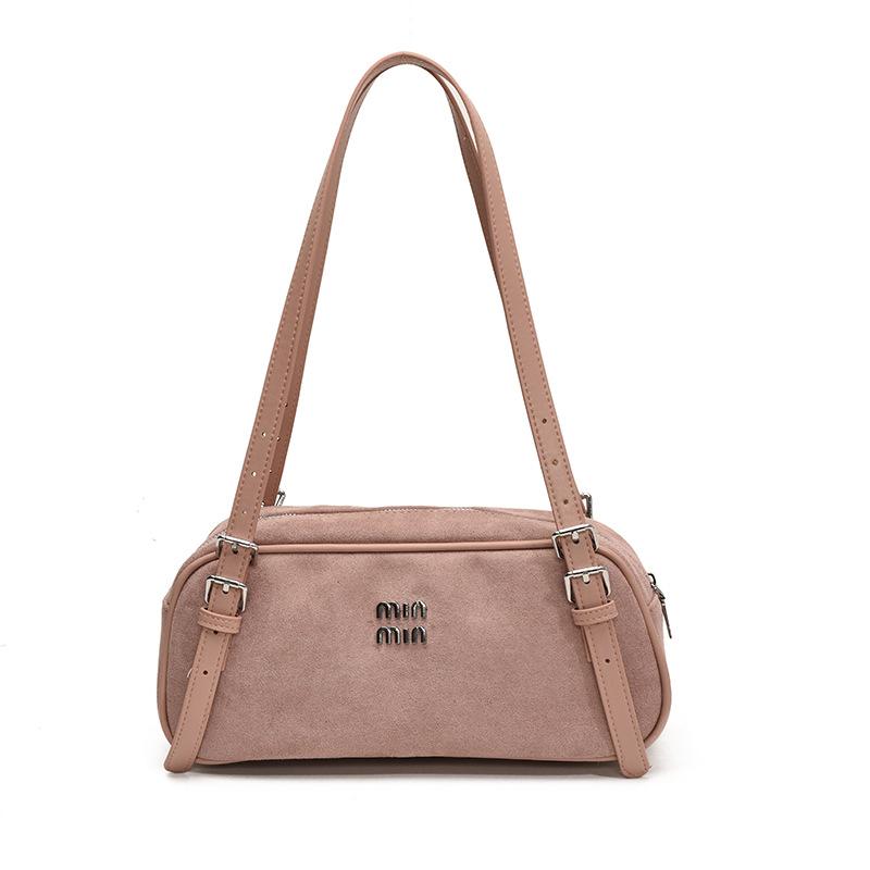 

Премиальная замшевая сумка женская новая модная универсальная сумка на плечо/подмышку, повседневная портативная сумка-багет розовый