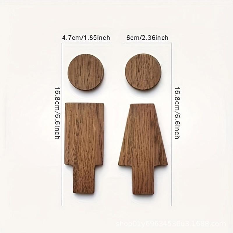 Men and Women Wood Bathroom Sign Set for Indoor Public Restrooms and Home Bathroom Door Toilet Signage Signboard Decors