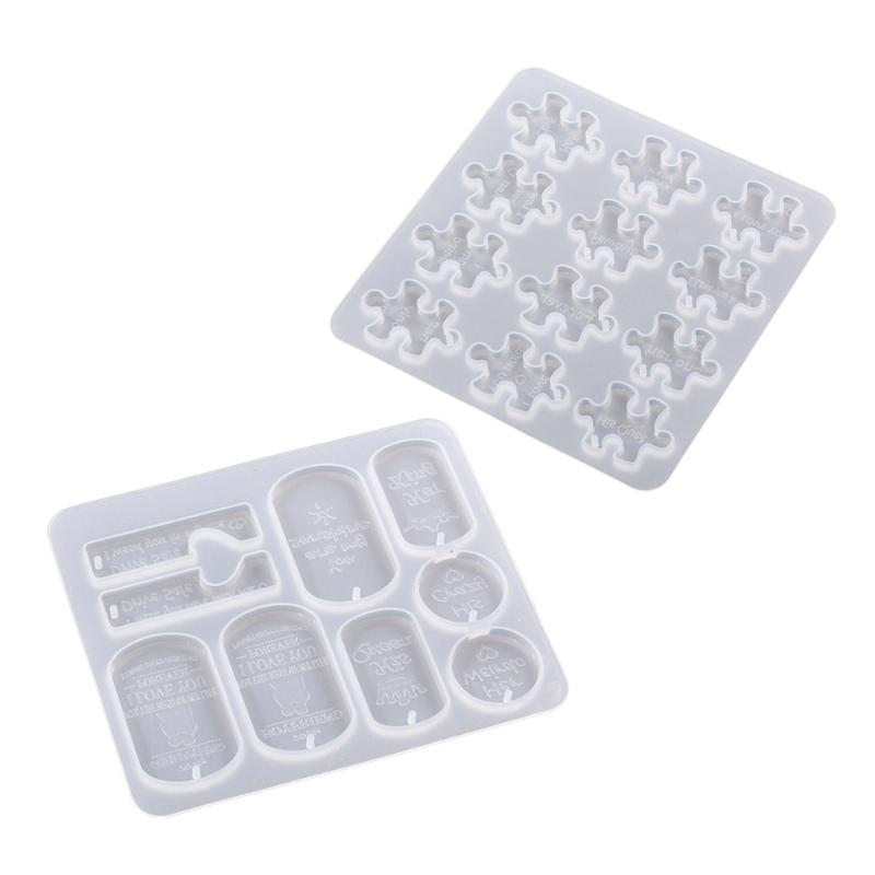 Aromatherapy Tablets Silicone Mold Puzzle Shape Resin Mold Keychain Charm Epoxy Casting Mold Rectangle Tags Molds DIY