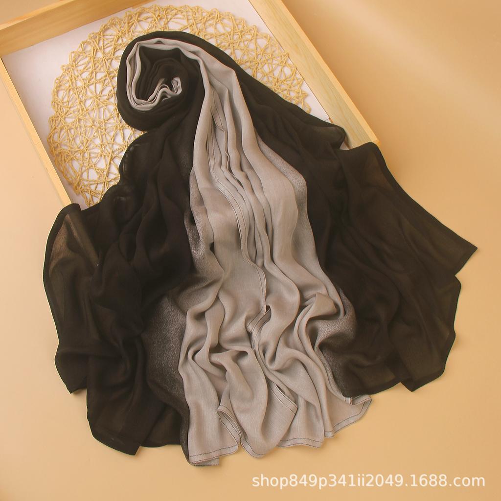 Ombre Modal Hijab Gradient Cotton Rayon Crease Hijab Scarf Lady High Quality Wraps And Shawls Musulman Headband Islamic Turban