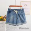 Women's Plus Size Stretch Denim Shorts, Casual Elastic Waist, Straight Leg, Lightweight, Extra Large, 300 Jin