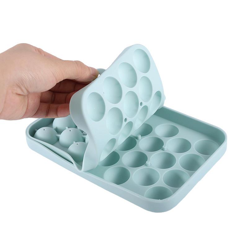 25-Grid Silicone Round Ice Ball Tray with Lid - Easy Release Fruit Ice Cube Mold