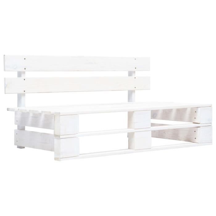VidaXL Canapé central palette de jardin Blanc, Bois de pin imprégné