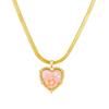 Little Mermaid Heart Pendant Necklace with Hand-Painted Flowers - Versatile Women's Fashion Accessory