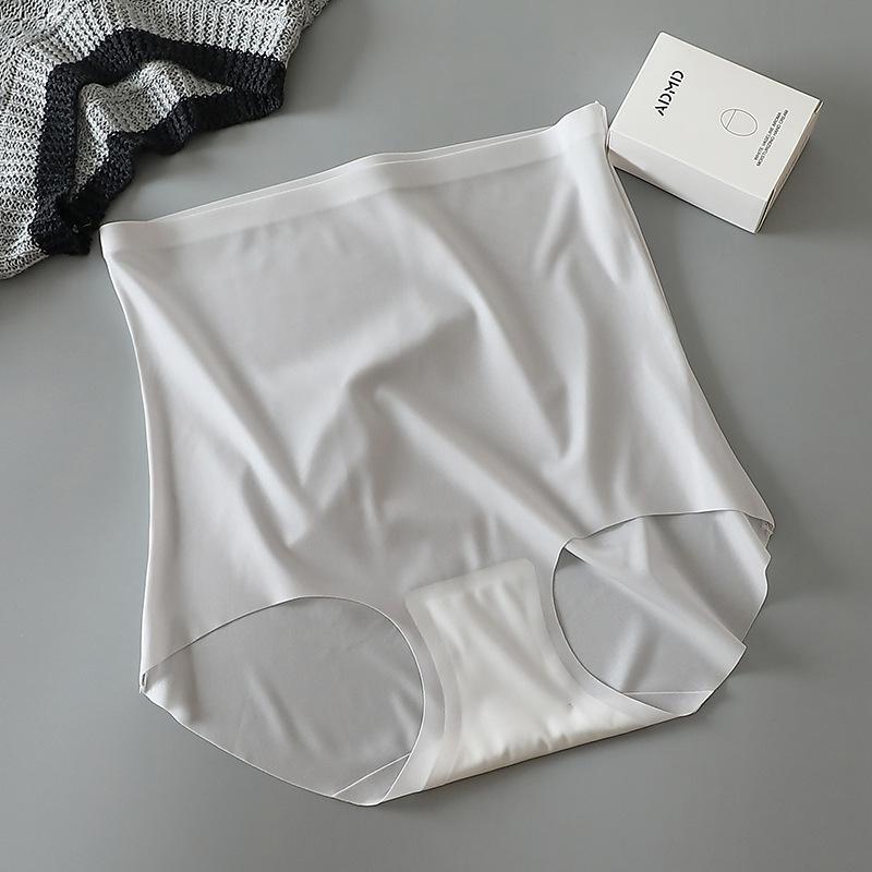 Skin Friendly and Breathable Ice Facial Mask High Waist Panties Seamless No Curling Edges Light and Thin Solid Color Triangle Women’s Panties