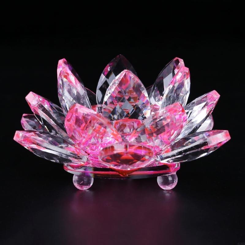 62KD Glass Lotus Flower Stand Tea Light Holder Candlestick Wedding Decorations