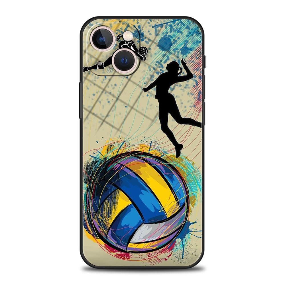 Volleyball Painted Phone Case Cover for iPhone 17 16 15 14 13 12 Pro Max 11 Pro Max 17 AIR Shockproof Soft TPU Shell Fundas Bags
