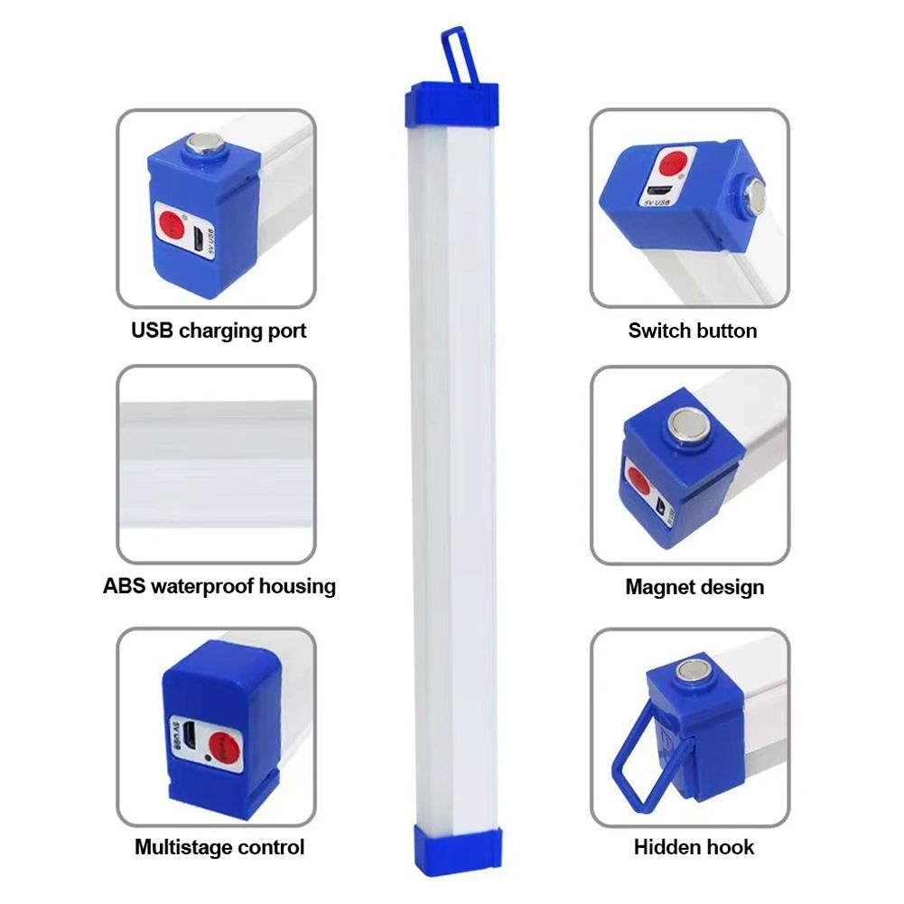 30CM LED Rechargeable Tube Camping Light Magnetic Suspension Portable Light Bulb for Emergency Night Market Outdoor Lighting