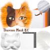 1 Sada/3 KS Nástroje na výrobu masek Liška Kočka Maska Polotovar Maska Cosplay Graffiti Maska na půl obličeje Zvířecí Maska na půl obličeje 7 barev