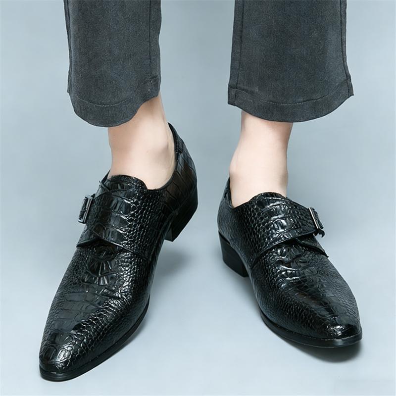 New Brand Designer Gentleman Alligator Pattern Chelsea Shoes for Men Monk Strap Loafers Formal Wedding Dress Homecoming Footwear