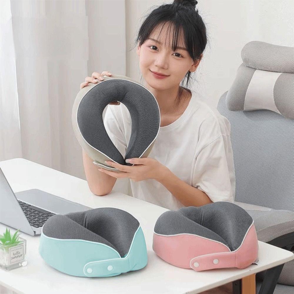 Portable Breathable Fabric U-shaped Pillow Slow Rebound With Storage Bag Travel Pillow Foldable Neck Pillow Office