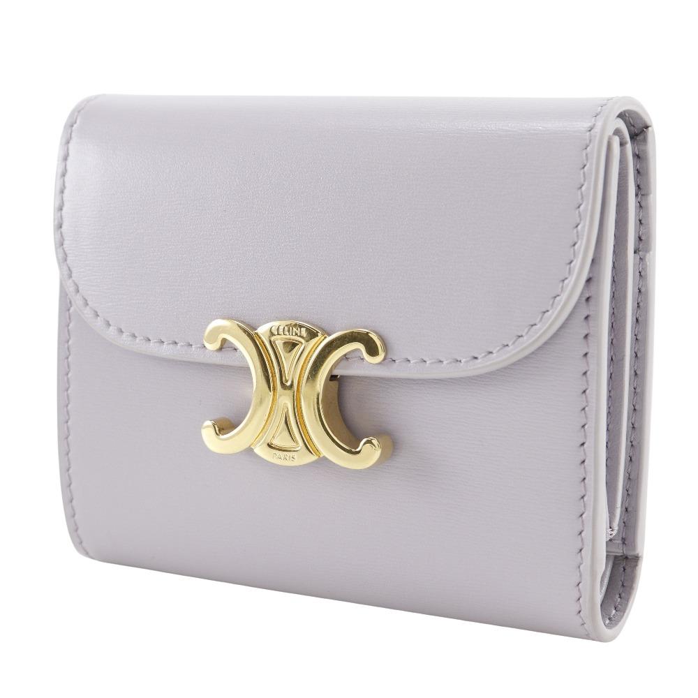 CELINE Triomphe Tri-fold wallet Small flap wallet Compact wallet purple leather Women Used
