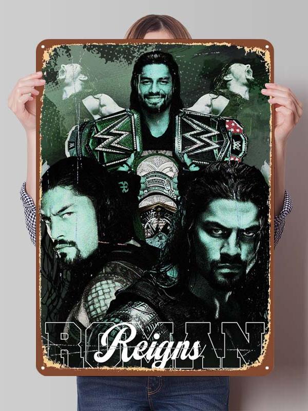 Roman Reigns Metallschilder Wrestler Poster Dekoration Schlafzimmer Anpassbare Blechschilder für Man Cave Wandkunst Dekoration Retro Zimmer