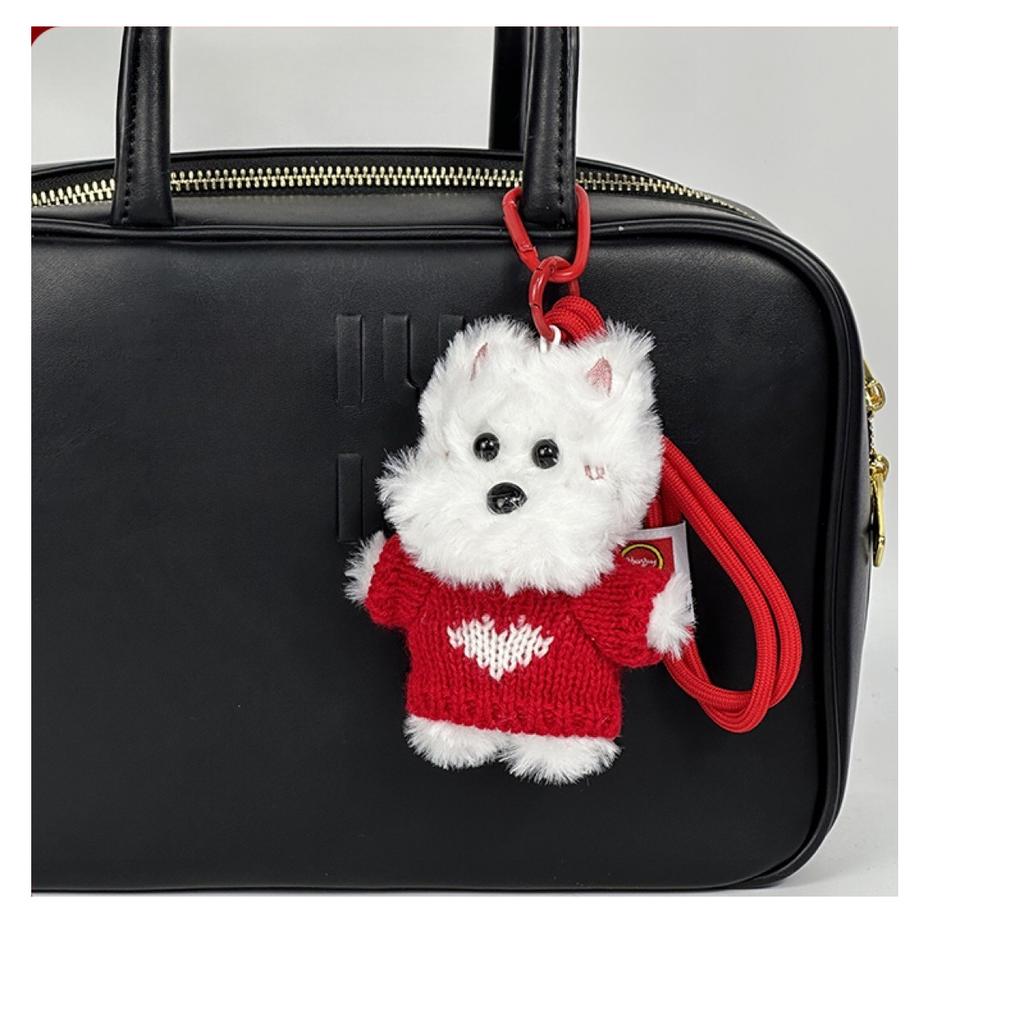 Car Rearview Mirror Pendant Dog Pendant Backpack Accessory Fur Decoration Cute Black Green School Bag Decoration