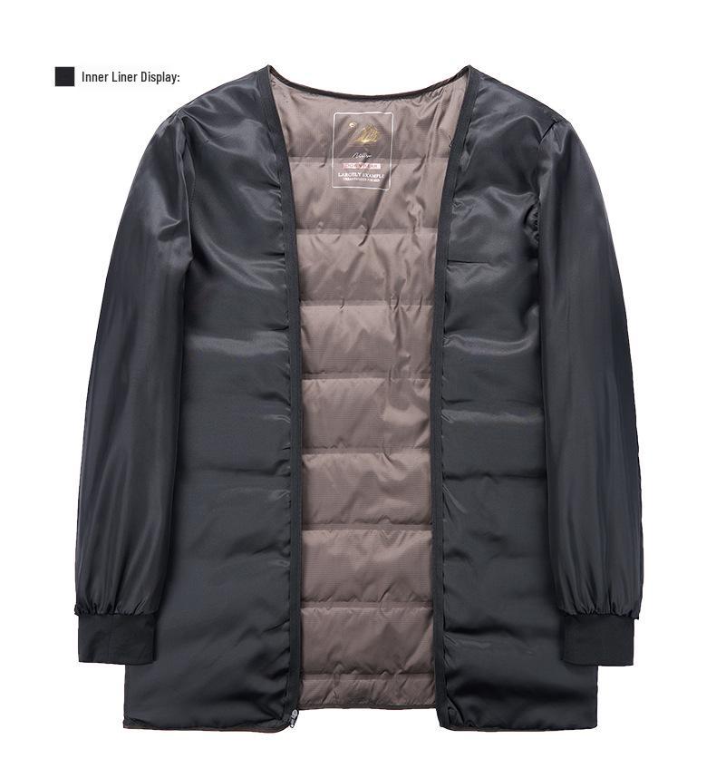 Men's Double-Sided Wool Cashmere Coat with Lapel, Detachable Down Jacket for Winter – Long Coat for Middle-Aged Dads