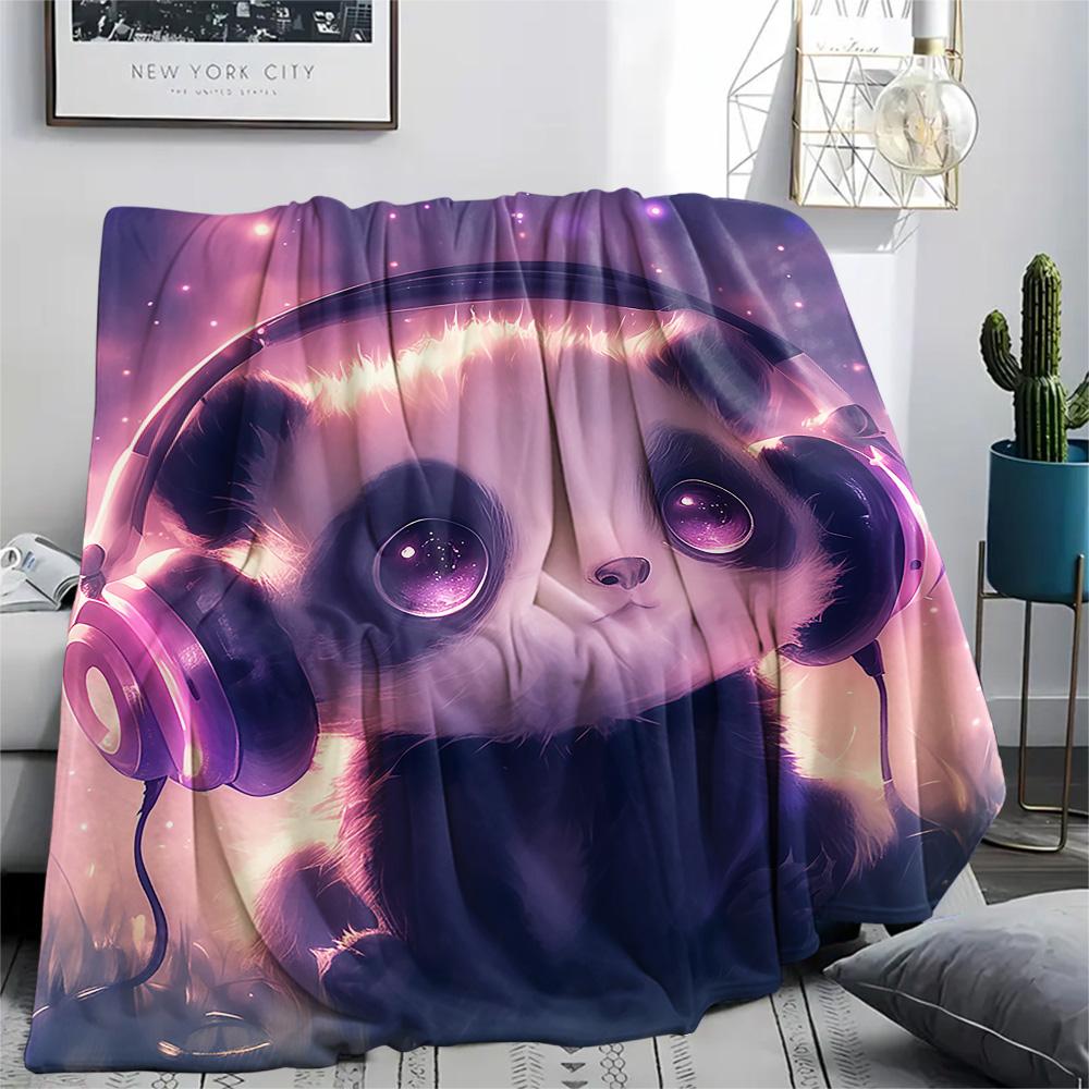 Panda Print Flannel Blanket, High quality Comfortable for All Seasons, Home Decor, Warmth and Comfort, Perfect for Christmas Gifts