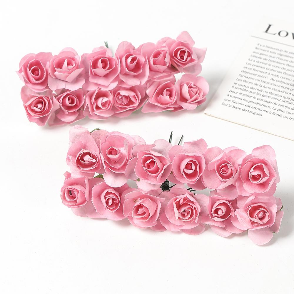 144Pcs Artificial Rose Bouquets Paper Fake Flowers Home Room Decor Wedding Decoration Christmas Navidad 2025 New Year DIY Wreath