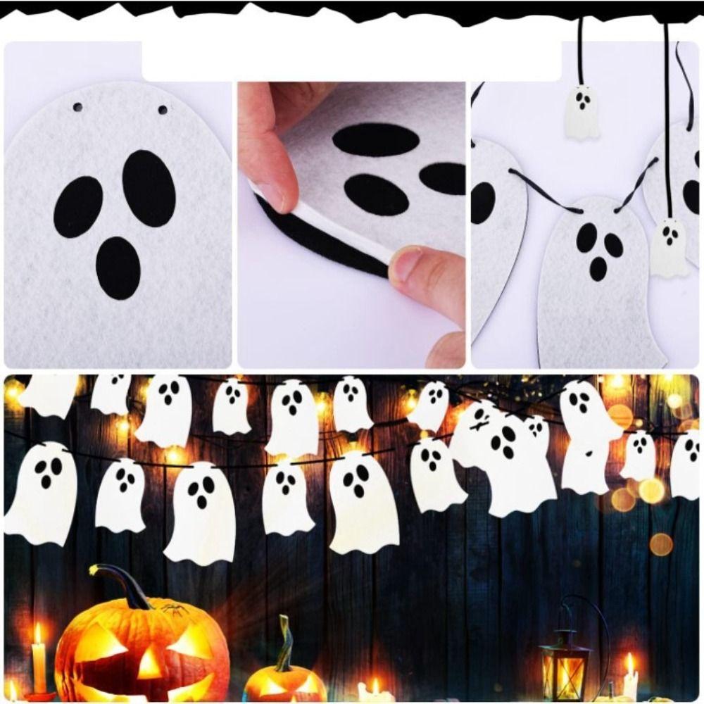 Paper Halloween Ghost Banner Funny Pull Flower Decoration Props Supplies Ghost Flag  Bar