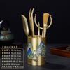 Hand-Painted Brass Tea Ceremony Six Tools Set Japanese Style Gongfu Accessories Teaspoon Tongs Pick