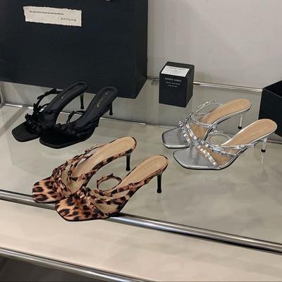 Mode Bailamos Sommer Mode Band Frau Hausschuhe Leopard Schmal Dünn Niedrige Absätze Party Stripper Damen Pantoletten Slides Zapatos Mujer