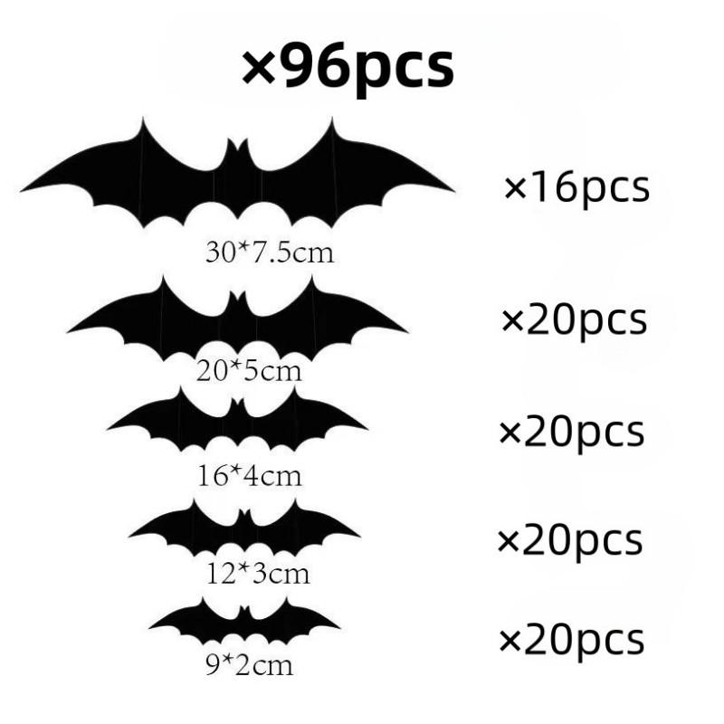 Halloween 3D Bats Wall Decorations, Black Hanging Bat Stickers, Spooky Party Supplies for Haunted House Decor