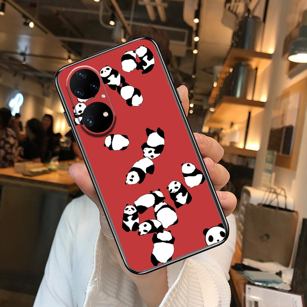 Super roztomilé pouzdro na telefon Panda pro Huawei p50 P40 p30 P20 10 9 8 Lite E Pro Plus Black Etui Coque Painting Hoesjes comic fas