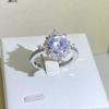 Luxury Female Rings  Sterling SIlver Round Shiny Big Heart Arrow Zircon Finger Rings for Women Wedding Statement