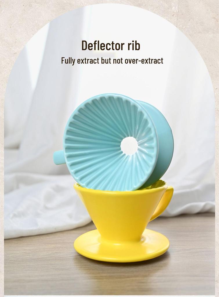 Ceramic V60 Pour-Over Coffee Filter Holder with Threaded Handle