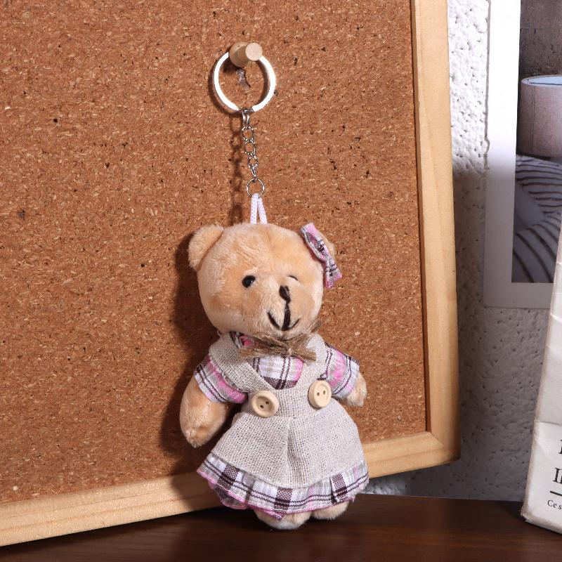 Cartoon Little Bear Plush Doll Keychain Cute Stuffed Rabbit Doll Keyring Couple Bag Pendant Backpack Hanging Decoration Gifts