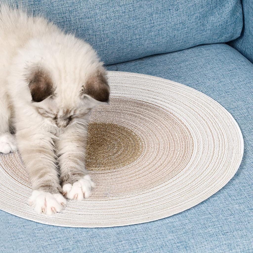 Cat Scratching Pad 14 Inch Round 36cm Diameter 2mm Thickness Gray Blue Brown Cotton Thread Cat Floor Scratcher Mat Rug for