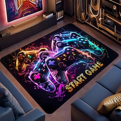 Großer Teppich mit Gamepad-Aufdruck für Jungenzimmer, Gamer-Teppich, rutschfester Teppich, waschbare Bodenmatte für Zuhause, Wohnzimmer, Spielzimmer, Schlafzimmer, Dekor