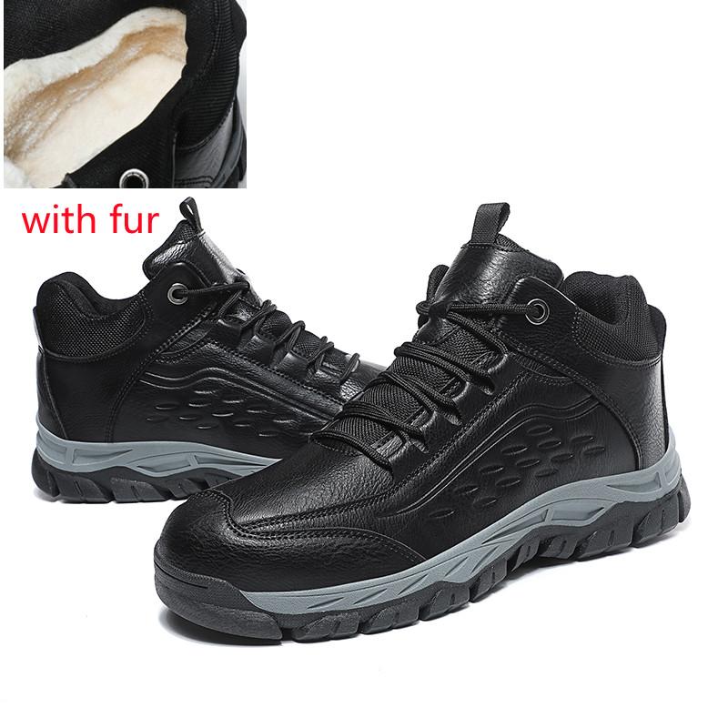 

Модные мужские зимние ботинки на шнуровке, модные водонепроницаемые кожаные кроссовки, плюшевые теплые высокие мужские ботинки для бега на открытом воздухе 13