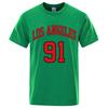 Los Angeles 91 Team Uniform Letter Printed USA City T-Shirts Unisex Summer Loose Short Sleeve Cotton Breathable Oversized T Shirt