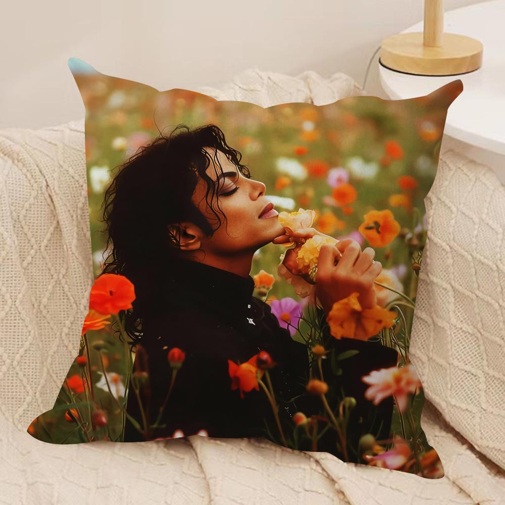 Singer Mmichael Jackson Cushion Cover Silky Short Plush Sofa Pillow Cover Hidden Zipper Soft Dustproof Case for Home Decor