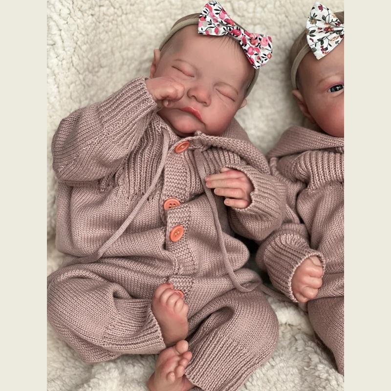 

Абсолютно нова 49 см лялька Reborn Twins Levi Closed Eyes і Open Eyes Додаткова емуляція Rebirth Doll Реалістичні іграшки Baby Doll для малюків Новорічні подарунки Close eyes