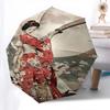 1pc cherry blossoms kimono umbrella with 8 iron ribs and a plastic handle, automatic opening and closing, portable and foldable1057