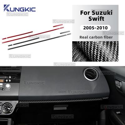 Real Soft Carbon Fiber Sticker For Suzuki Swift ZC31S/ZC32S 2005 2006 2007 2008 2009 2010 Car Center Console Passenger Trim