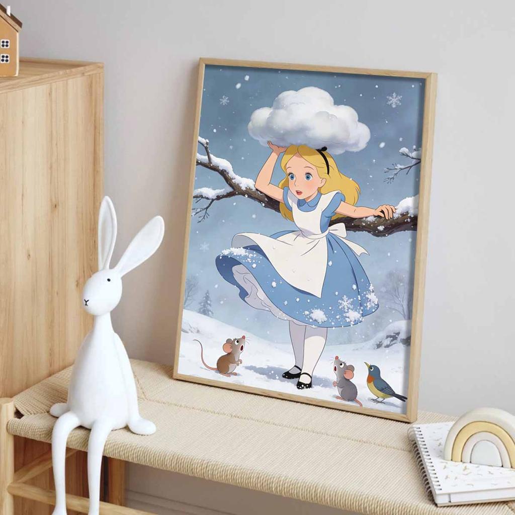 Disney Themed Diamond Painting Kit Handmade diy5D Home Decoration Gift Alice In Wonderland Winter Scene with Mouse and Bird Art