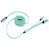 3 in 1 Multi Retractable Charger Cable 3A with TypeC for IOS Micro USB Connector 1.1M(Green )