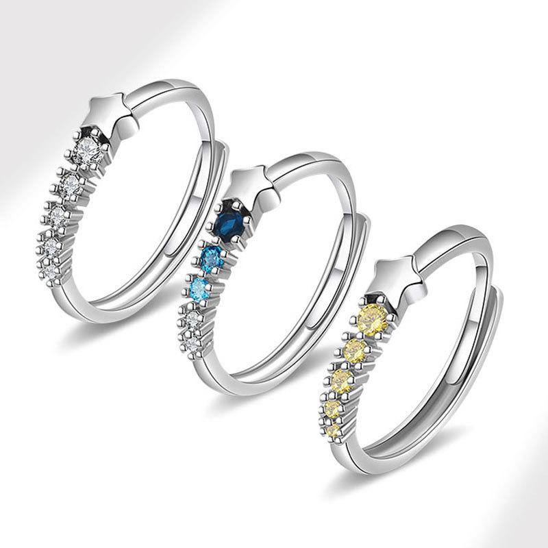 Colorful Meteor Zircon Index Ring For Women Simple Fashion Come True Finger Band Jewelry Gift