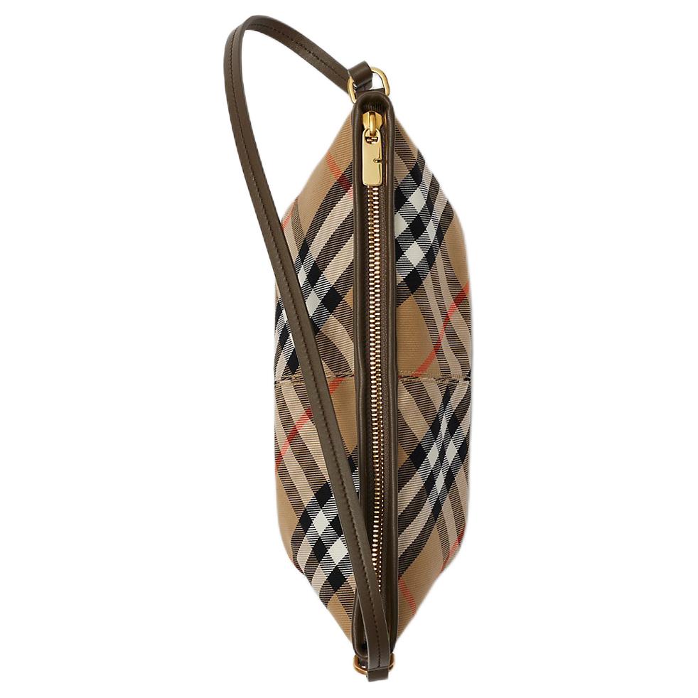 Burberry Controlla Accenti Metallici Sfilacciati Misto Cotone Mini Borsa a Spalla Borse da Donna Beige 80952961