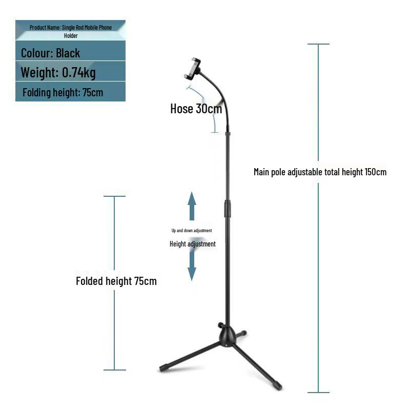 Adjustable Portable Microphone Tripod Stand for Live Streaming, Recording, Outdoor, or KTV