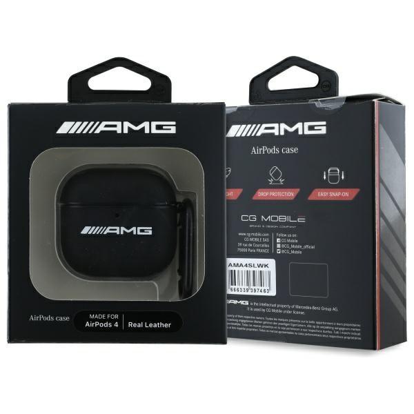 Amg Ama4Slwk Airpods 4 Hülle             Schwarz/Black Leder Weißes Logo